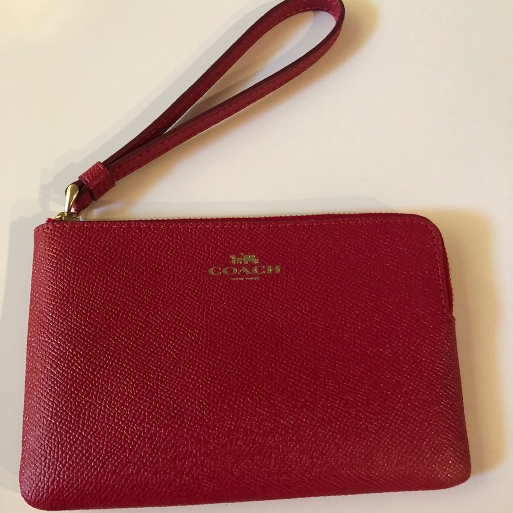 Coach Red Leather Zip Wallet
